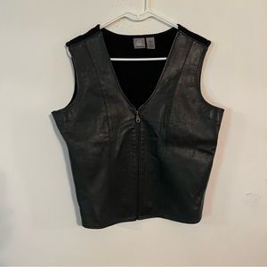 Chandler Hill Genuine Leather Vest Women Size L Black